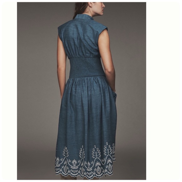 NWT Anthropologie The Tommie Denim Eyelet Trim Dress, M - Picture 8 of 13